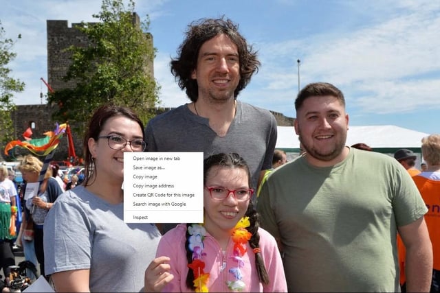 Carrickfergus hosted Northern Ireland's first ever Learning Disability Pride Day in 2019. Gary Lightbody from Snow Patrol is pictured with Christina and Caroline Watson and David McEvoy at the parade. INCT 22-003-PSB