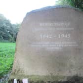 The memorial stone marking the burial plot at Magherafelt Workhouse. Credit: Raymond P. Brady