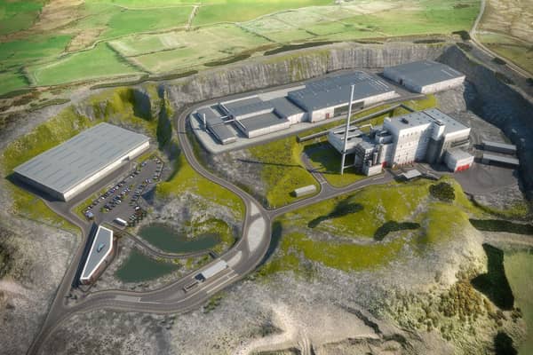A computer generated image of the proposed waste treatment facility in the Boghill Road area of Mallusk. (Pic: Contributed).