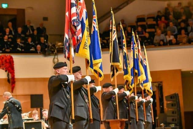 The colour party on stage at the Waterfront Hall on November 4. (Pic: Contributed).