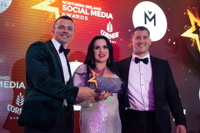 Dave Adams and Stuart Briggs of Boundary Crossfit picked up the award for Best Use of Social Media in Fitness (under 10k) from Gráinne Maher Millinery