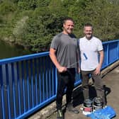 A PBNI supervisor with MLA Robbie Butler at the 'Blue Bridge'.