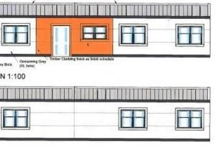 The two double mobile classrooms at Craigavon Senior High School. Credit: Armagh City, Banbridge & Craigavon Borough Council planning portal