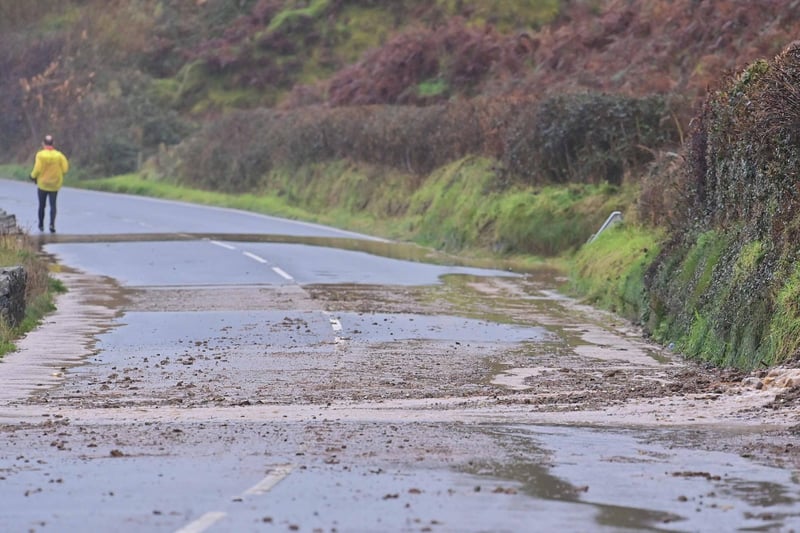 Road users are advised that the Coast Road between Glenarm and Ballygally is completely impassable following a landslide. Picture:  Colm Lenaghan / Pacemaker