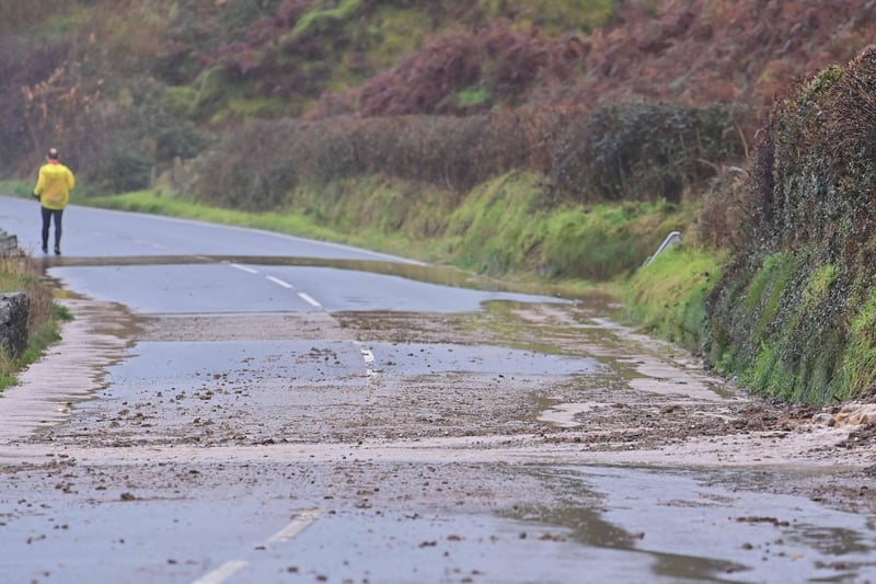 Road users are advised that the Coast Road between Glenarm and Ballygally is completely impassable following a landslide. Picture: Colm Lenaghan / Pacemaker
