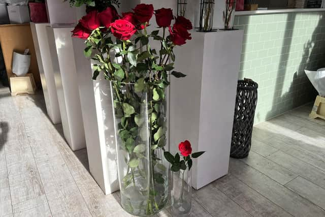 Jil Peterson, owner of Stables Flower Co on Kingsgate Street in Coleraine, received her first-ever batch of the whopping Love You Long Time Rose and already the huge flowers are causing quite a stir