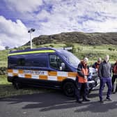 Community Finance Ireland has provided North West Mountain Rescue Team with £150,000 funding, allowing them to upgrade their fleet of hi-spec rescue vehicles this autumn.  Pictured with one of the new rescue vehicles and Phelim Sharvin, Head of Community Finance Ireland NI are, from left, David Fraser, Gareth Lusty, Robin Alexander and Phillip Neeson from North West Mountain Rescue.