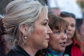 First Minister Michelle O'Neill and Sinn Fein president Mary Lou McDonald pictured on the Garvaghy Road, Portadown. Picture: Tony Hendron