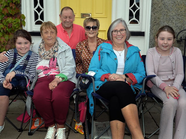Sitting comfortably waiting for the RBP Last Saturday parade in Loughgall are from left, Madeleine George (10), Eleanor Johnston, Arthur and Rhonda Faulkner, Charlotte George and Madison George. TH09.
