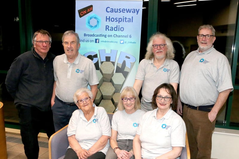 Causeway Hospital Radio volunteers, back row, from left - Mervyn McKay, Rodney Magee, Andy Cooper and Richard Brown, front row, left – right, Eleanor Acheson, Barbara Gray and Ita McErlain.