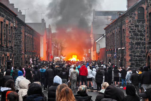 The scene in Ballymena on Monday night. Picture: Pacemaker