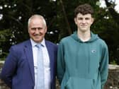 Top achiever Canice McIntosh who was awarded 10 A star grades, pictured with principal Mr Jonny Brady.