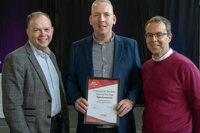 Newtownabbey Caretaking Staff, Cormac McWilliams, Henry Molloy, Ian Nash and Mark Hollis, were highly commended in the Professional Services Team of the Year category.