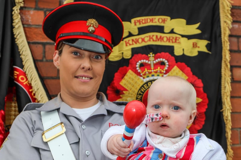 Pride of Knockmore Colour Party Heather Leckey with her daughter Summer. Pic credit: Norman Briggs, rnbphotographyni