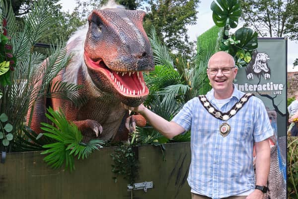 Chair of the Council, Councillor Dominic Molloy met some of the families who attended the Council’s Roar Roar Dinosaur event at Maghera Walled Garden.