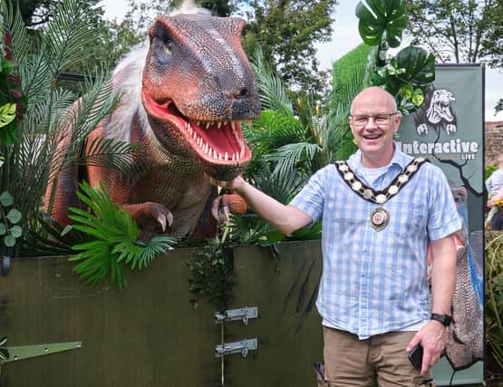 Chair of the Council, Councillor Dominic Molloy met some of the families who attended the Council’s Roar Roar Dinosaur event at Maghera Walled Garden.