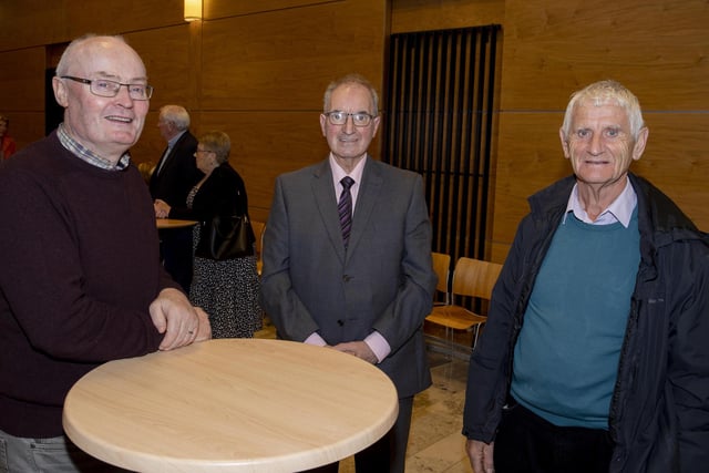 Pictured in Cloonavin at a reception for St Vincent de Paul volunteers are Henry O’Loan, Brian McLaughlin and John Scullion