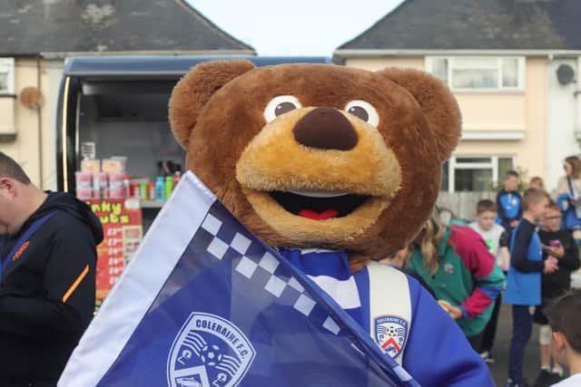 Football fans, players, officials, local businesses, and residents on the North Coast are being asked to fly a thousand “Hues of Blues” flags as part of a first major fundraising campaign between local mental health organisation The Hummingbird Project and Coleraine Football. Credit Coleraine Football Club
