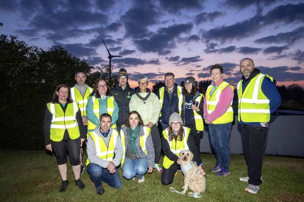 Deputy Mayor Cllr Tanya Stirling, leading the group of walkers. who took part in a Dawn Walk at Ulster University Coleraine. way Coast & Glens Borough Council