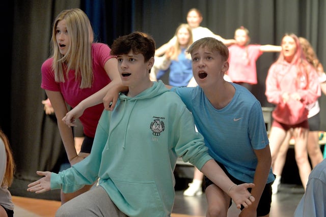 Rehearsals for the Junior Phoenix Players production of Joseph And The Amazing Technicolour Dreamcoat. PT32-211.