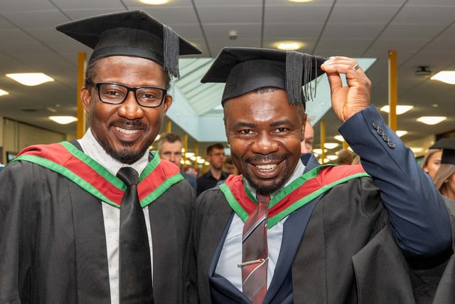 Students enjoying graduation day at Coleraine on Friday morning.