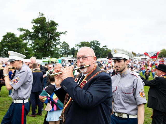 Keeping in tune during the parade in Scarva.