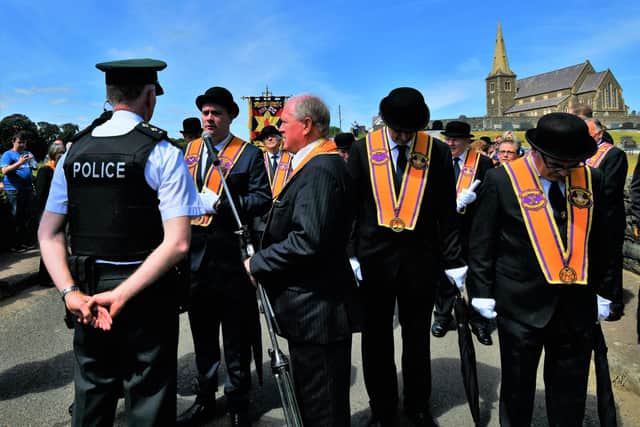 Pacemaker Press 7/07/2019 The annual Drumcree parade take place  Portadown, on Sunday. The parade was prevented from walking down the Garvaghy Road on their return to Carlton Street Orange Hall. Pic Colm Lenaghan/Pacemaker