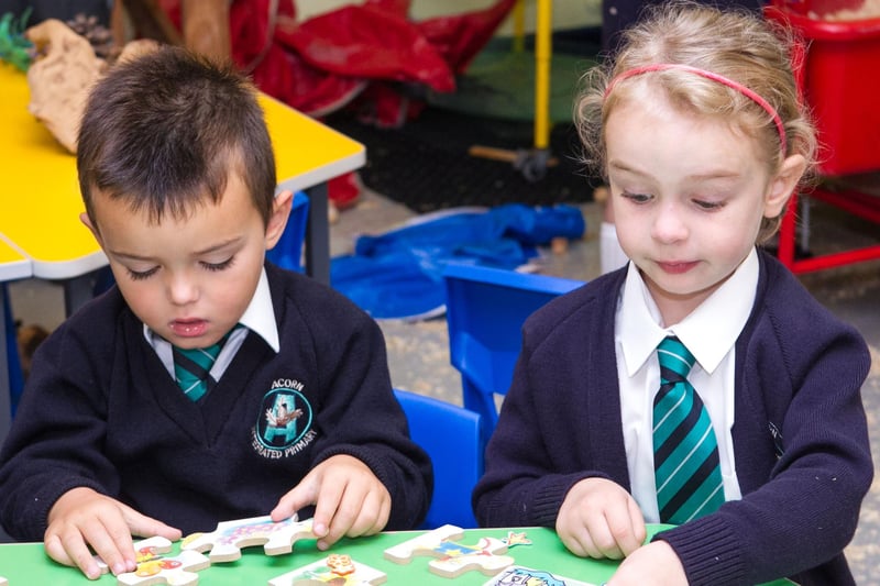 Caiden and Sasha starting school life at Acorn Integrated Primary in 2012. INCT 36-428-RM