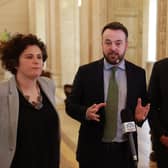 Claire Hanna looks set to be the next leader of the SDLP after Colum Eastwood stood down this week. Stormont leader Matthew O'Toole says there is "a natural complementarity and balance to us having a leader who is based at Westminster". Photo credit should read: Liam McBurney/PA Wire