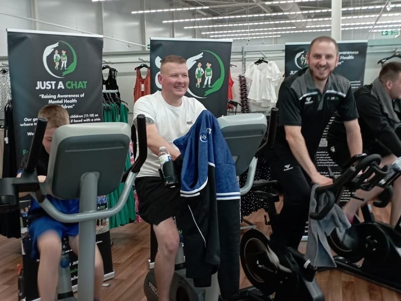 All age groups participated in the charity cycle at Asda in Portadown in aid of a local charity, Just Chat set up to raise awareness and combat the stigma of mental health for youths.