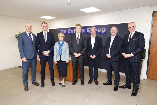 Joe Kennedy III, US Special Investment Envoy to NI; James Applegate, US Consul General and Roger Wilson, chief executive of ABC Council with local business leaders.