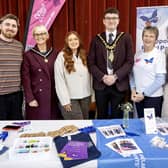 Mayor of Causeway Coast and Glens, Councillor Ciarán McQuillan and Deputy Mayor, Councillor Tanya Stirling pictured with representatives from MindWise and NIKPA at the charity fundraising coffee morning held in Coleraine Town Hall on Saturday 15th February.