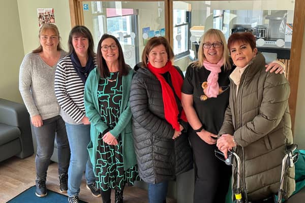 Lisburn woman Sandra McConnell who received a BEM with some of the ladies from the Women in Mind group. Pic credit: Contributed by Sandra McConnell