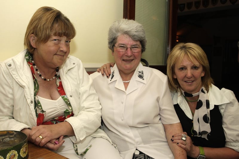 Pictured smiling for our lensman at a dance held in the Ballymoney RBL in 2009 and organised by the 'Nifty Knitters' Club' are, Doreen Glass Betty Calvert and Rosemary Dunbar