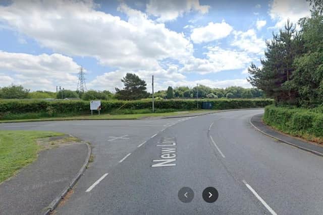 New Line, Lurgan was the scene of a crash between a car and tractor on Monday night. Firefighters were called to extinguish a blaze which broke out following the collision. Photo courtesy of Google.