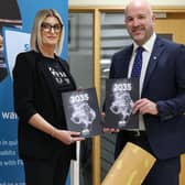 Linda Dillon MLA with Richard Spratt, Chief Executive, Cancer Focus NI. Credit: Contributed