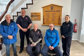 Carrickfergus Hub Improving Lives Locally (CHILL) and the NIFRS (Carrickfergus Fire Station ) recently entered a partnership on joint working initiatives. From left: Chris Dorrian, CHILL; firefighter Clive Graham; Watch Commander Brian Smyth; Stephen Weir, CHILL and firefighter Cheryl Brownlee.