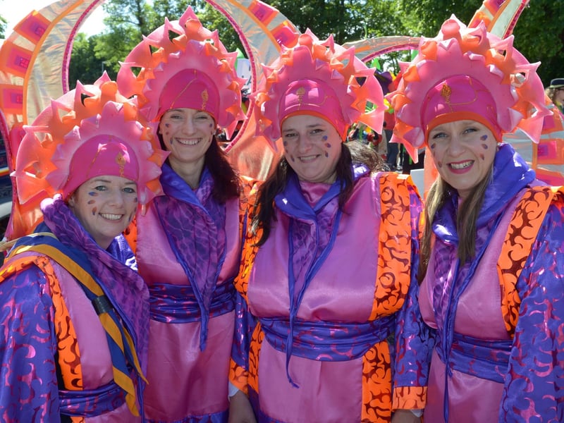 Amanda O'Mahoney, Susan Nicholson, Dina Dunce and Leigh McKay representing Cairncastle Primary School at the Larne Alive parade in 2014. INLT 25-435-PR