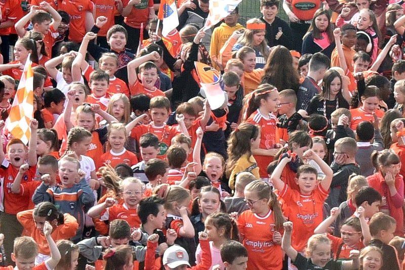A sea of orange in support of the Armagh GAA Squad who are playing in Sunday's Ulster final in Clones. PT19-204.