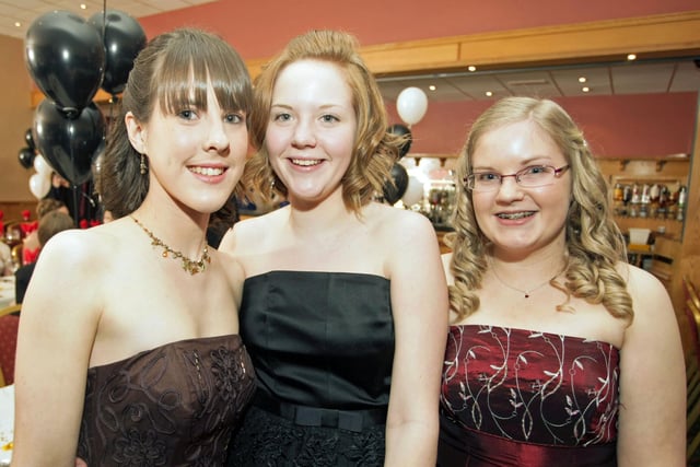 Megan Henry, Heather Kyle and Hannah McConaghie, who attended the Dalriada Formal  in 2008.