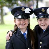 Band girls Grace and Charlotte at the Braid Twelfth demonstration in Broughshane.