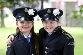 Band girls Grace and Charlotte at the Braid Twelfth demonstration in Broughshane.