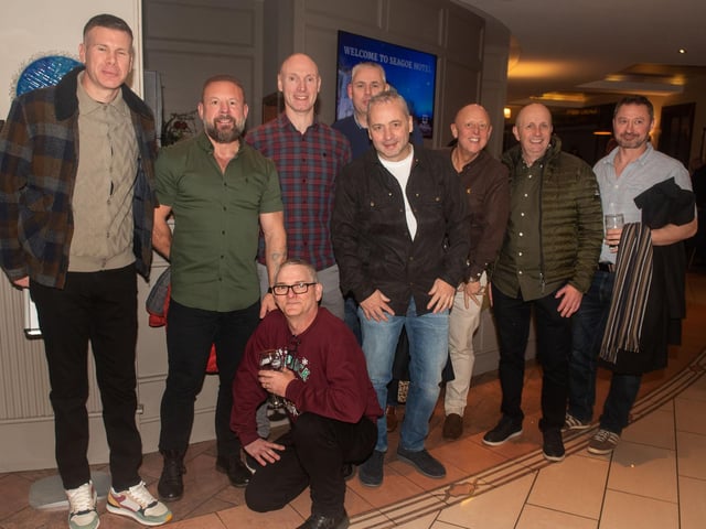 Workers from Hyster Yale pictured at the Seagoe Hotel party night on Saturday night. PT50-257.