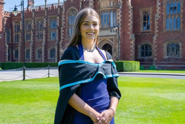 Jenna McCarlie graduating from Queen's University Belfast with a degree in Dentistry. Photo: submitted