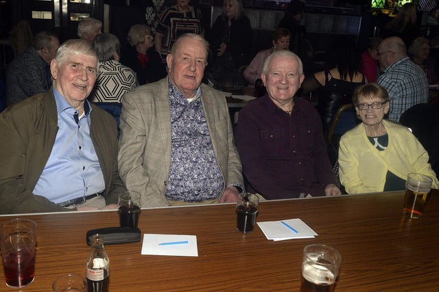 Supporting a great cause at the fundraising night in aid of Northern Ireland Air Ambulance at the gala fundraiser in the Ashburn Hotel are from left, Richard Hoy, Tommy Daly, Gerald McNally and Eleanor McNally. LM09-202.