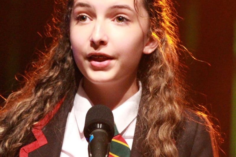 Sarah, from Year 9, sings Colours of the Wind. Sarah was accompanied by Caitlin McMinn on drums and Levi Walker on piano. Credit: Ita Darragh