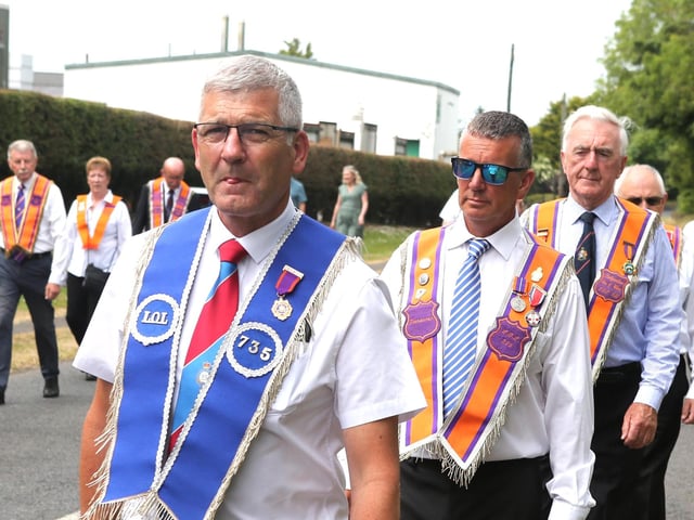 Brethren and visiting brethren on parade during the Ballyrashane LOL 431 parade to their church service in Ballyrashane  Presbyterian Church last Sunday