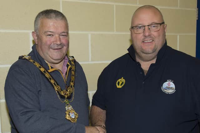 The Mayor, Councillor Ivor Wallace pictured with Jimmy Mulholland, Moyle Community First Responders Co-ordinator.
