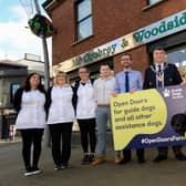 Staff From Mccoubreys Pharmacy,  Larne, with the Mayor of Mid and East Antrim, Alderman Noel Williams, Caroline Mcallister  and 'Ebony'.