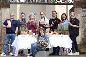 Pictured at the launch of the summer markets are, (l-r) Gavin McShane, Little Popcorn Shop; Hannah Donaldson, Round House Bakery; Averil Milligan, Wild about soaps; Niall McSharry, The Gardener’s Kitchen; Mark McCorry, Barkelicious; Victoria Allen, Potters Hill Plants; Tori McCaughey, Tori’s Coffee, Bakes and Cakes and Charlene McKinstry, Gracehill Flower Farm. (front centre)